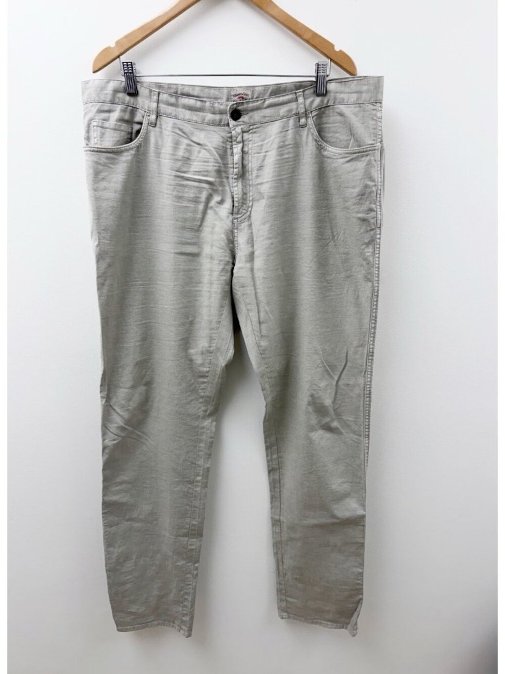 Faherty Brand Chino Pants Mens 38 Grey Cotton Linen Blend Casual